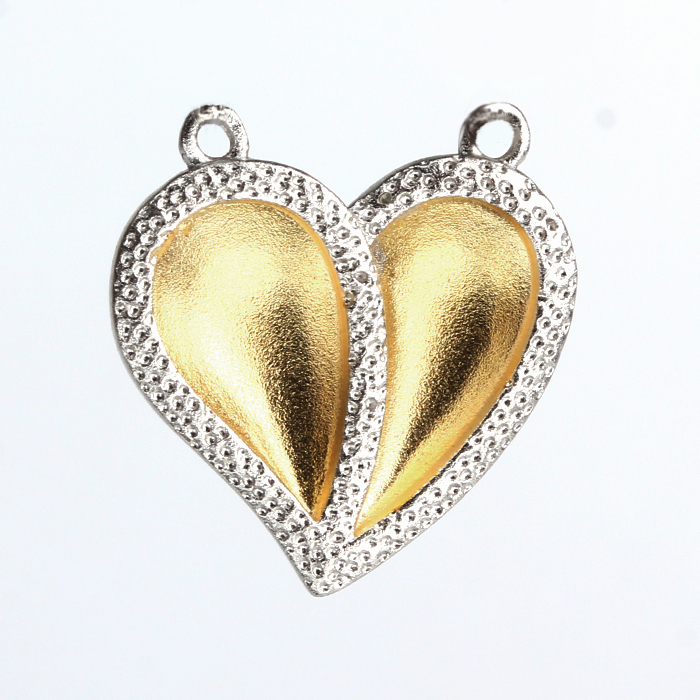 925 Sterling Silver and Gold Two-Tone Heart Pendant Necklace