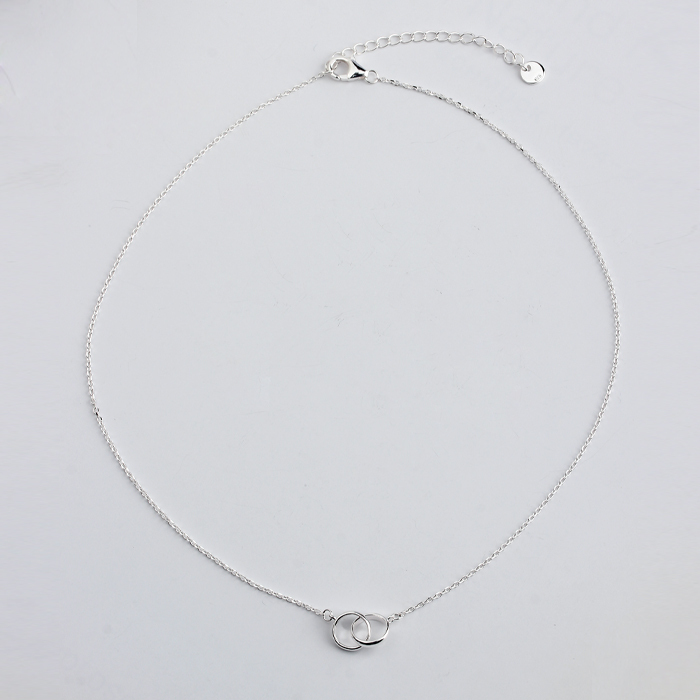 925 Sterling Silver Interlocking Rings Pendant Necklace