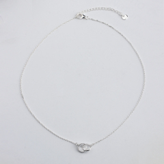 925 Sterling Silver Interlocking Rings Pendant Necklace