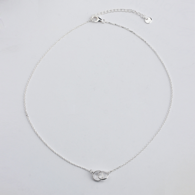 925 Sterling Silver Interlocking Rings Pendant Necklace