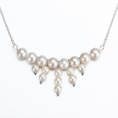 Sterling Silver Beaded Freshwater Pearl Necklace