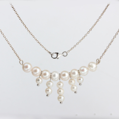 Sterling Silver Beaded Freshwater Pearl Necklace