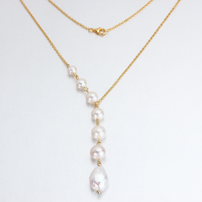 925 Sterling Silver Pearl Chain Necklace For Women