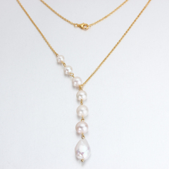 925 Sterling Silver Pearl Chain Necklace For Women