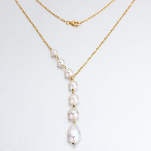 925 Sterling Silver Pearl Chain Necklace For Women