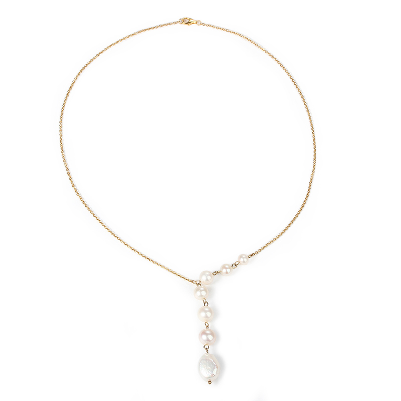 925 Sterling Silver Pearl Chain Necklace For Women