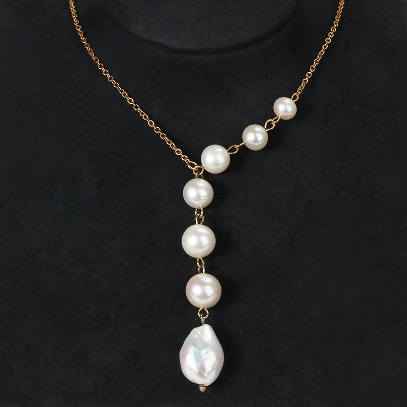925 Sterling Silver Pearl Chain Necklace For Women