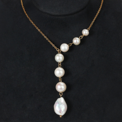 925 Sterling Silver Pearl Chain Necklace For Women