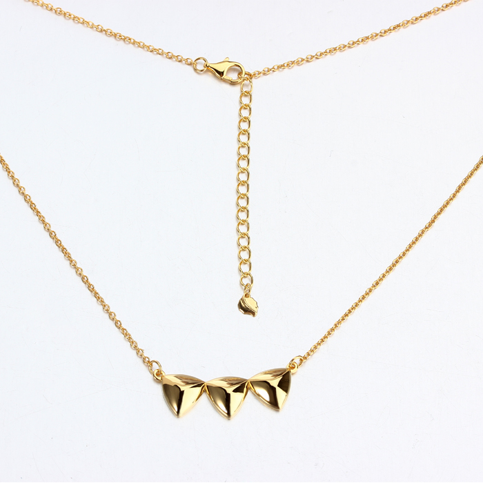 925 Sterling Silver Three Triangles Necklace For Women