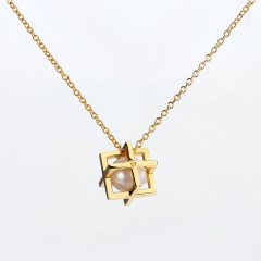 925 Sterling Silver Freshwater Pearl Cube Necklace