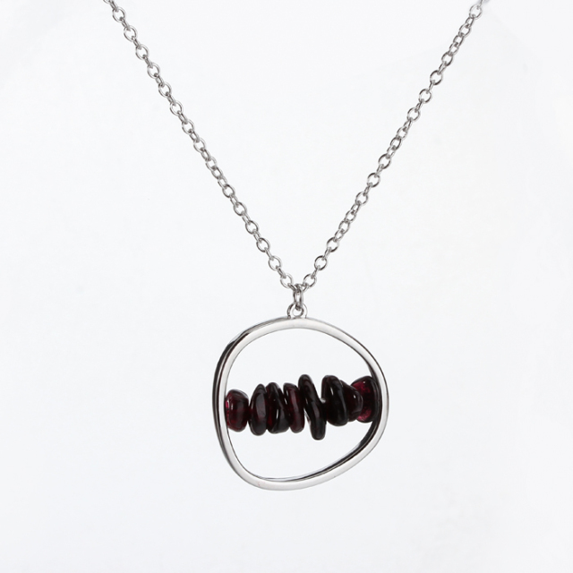 925 Sterling Silver Garnet Necklace For Women