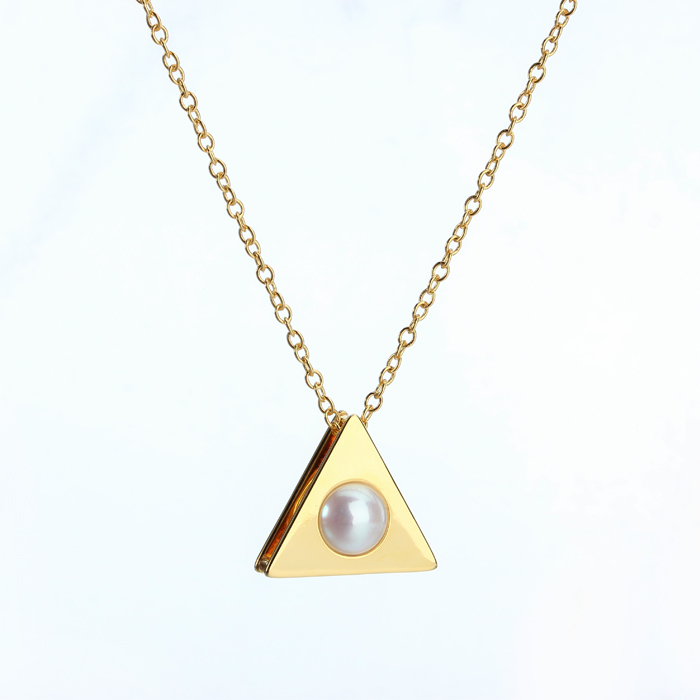925 Sterling Silver Freshwater Pearl Triangle Shaped Necklace For Women