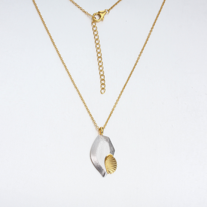 925 Sterling Silver Two-Tone Gold Plated Shell Necklace
