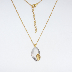 925 Sterling Silver Two-Tone Gold Plated Shell Necklace