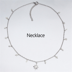 925 Sterling Silver Tiny Rhombus And Shiny Star Necklaces