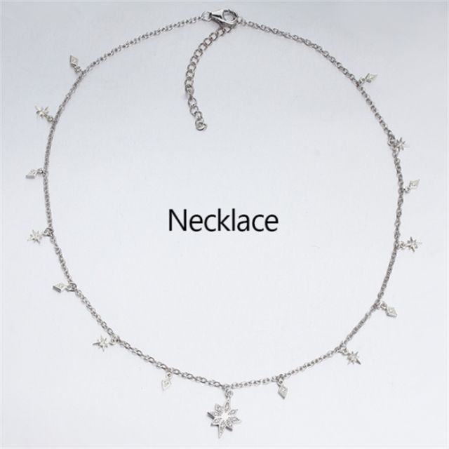 925 Sterling Silver Tiny Rhombus And Shiny Star Necklaces