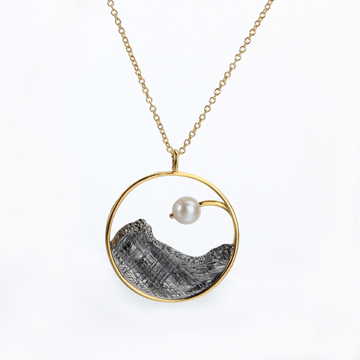 925 Sterling Silver Pearl Two-Tone Gold Plated Necklace