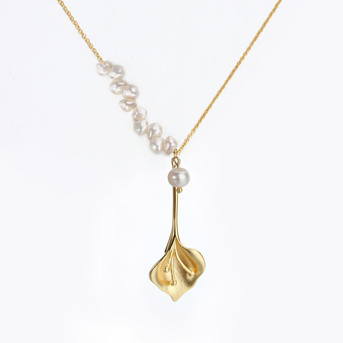 925 Sterling Silver Freshwater Pearl Flower Charm Fashion Necklace For Women