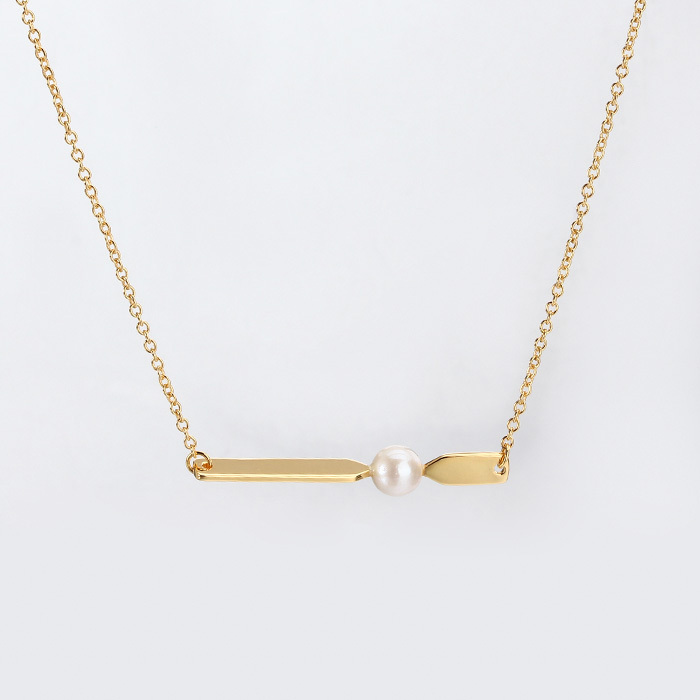 925 Sterling Silver Freshwater Pearl Bar Necklace