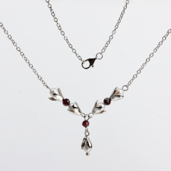 925 Sterling Silver Fresh Water Pearl And Gemstone Necklace