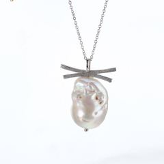 925 Sterling Silver Freshwater Baroque Pearl Necklace Women