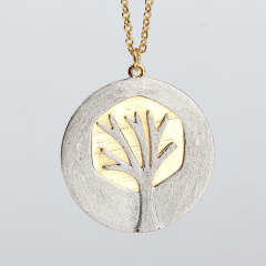 925 Sterling Silver Two Tone Plated Life Tree Necklaces