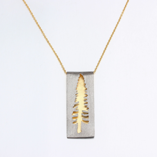 925 Sterling Silver Two Tone Plating Tree Jewelry Fashion Necklaces