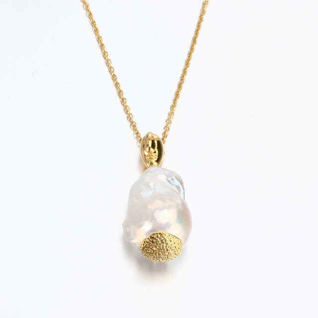 925 Sterling Silver Baroque Pearl Necklace For Women
