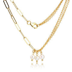 925 Sterling Silver Women Pearl Necklace Jewelry