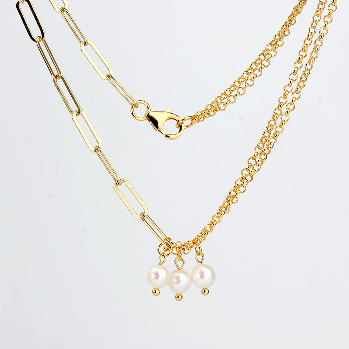 925 Sterling Silver Women Pearl Necklace Jewelry