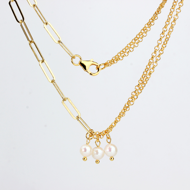 925 Sterling Silver Women Pearl Necklace Jewelry