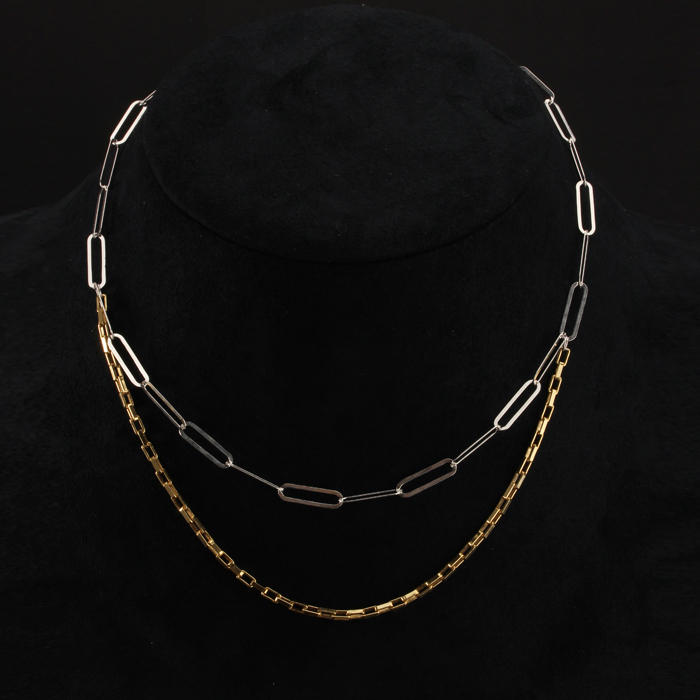 925 Sterling Silver Women Long Link Necklace Jewelry