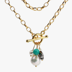 925 Sterling Silver Baroque Pearl And Tianhe Stone Necklace