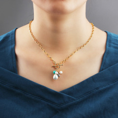 925 Sterling Silver Baroque Pearl And Tianhe Stone Necklace
