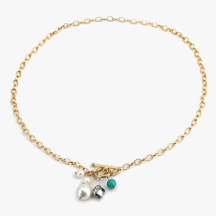 925 Sterling Silver Baroque Pearl And Tianhe Stone Necklace