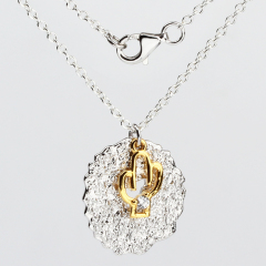 925 Sterling Silver Hammer Tag With Cactus Chain Necklace