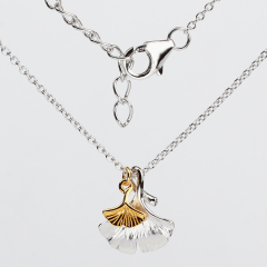 925 Sterling Silver Ginkgo Leaf Necklace For Women