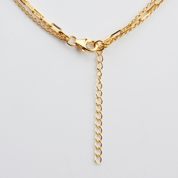 925 Sterling Silver Pearl Three Layers Chain Necklace