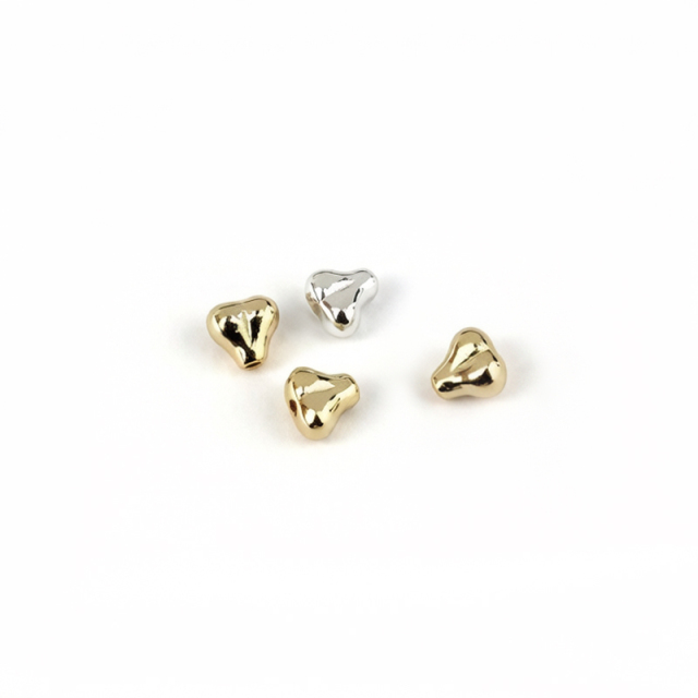 925 Sterling Silver Hammered Irregular Heart Spacer Beads