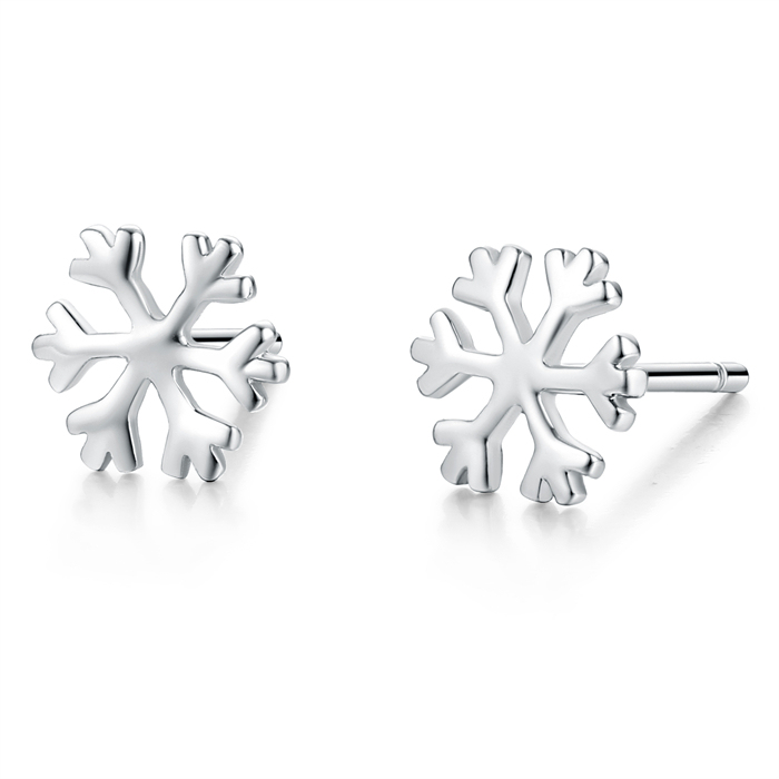 925 Sterling Silver Snowflake Stud Earrings For Women