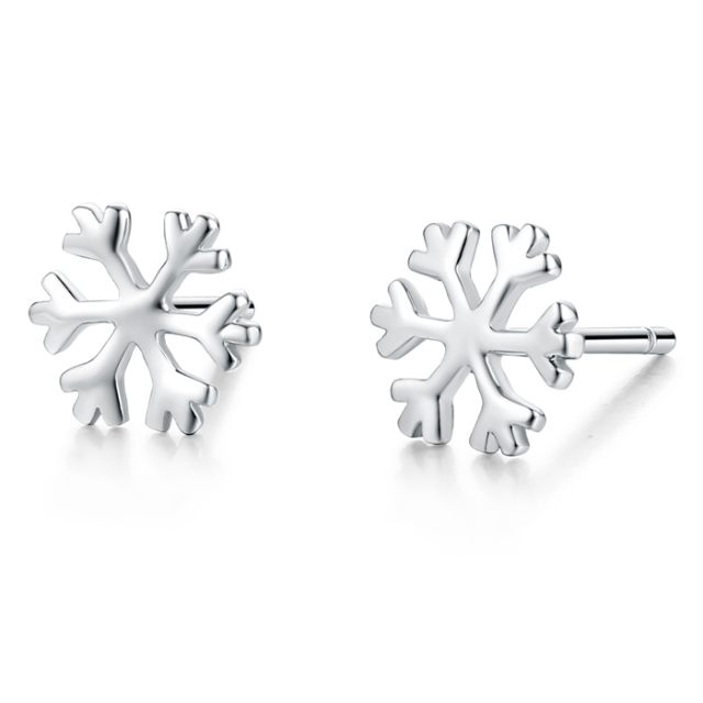 925 Sterling Silver Snowflake Stud Earrings For Women