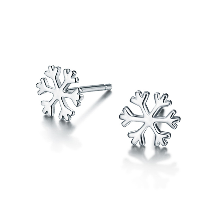 925 Sterling Silver Snowflake Stud Earrings For Women