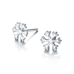 925 Sterling Silver Snowflake Stud Earrings For Women