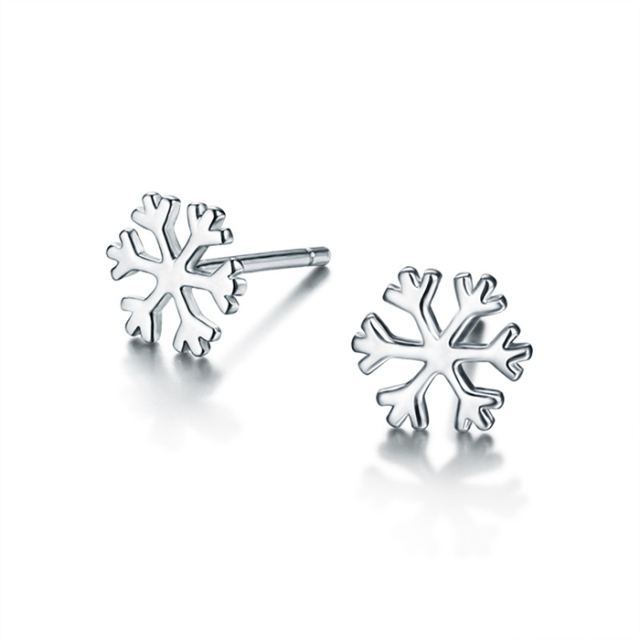 925 Sterling Silver Snowflake Stud Earrings For Women