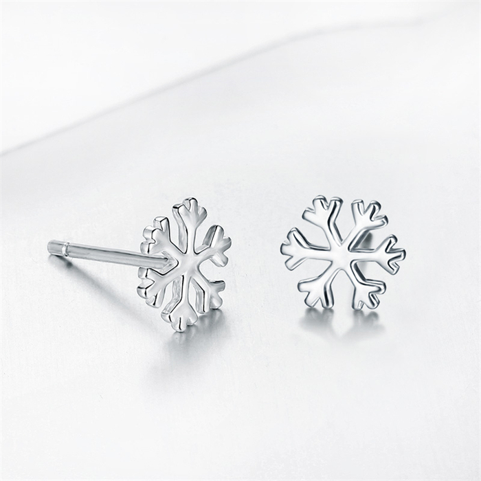 925 Sterling Silver Snowflake Stud Earrings For Women