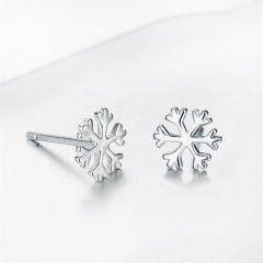 925 Sterling Silver Snowflake Stud Earrings For Women