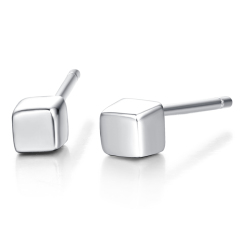925 Sterling Silver Cube Stud Earrings