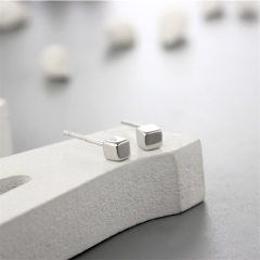 925 Sterling Silver Cube Stud Earrings