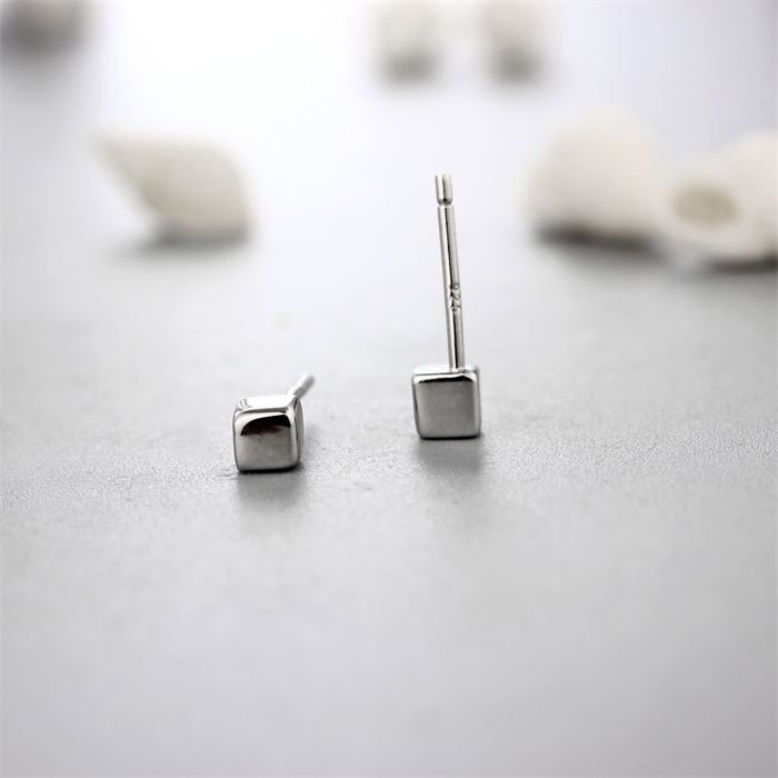 925 Sterling Silver Cube Stud Earrings