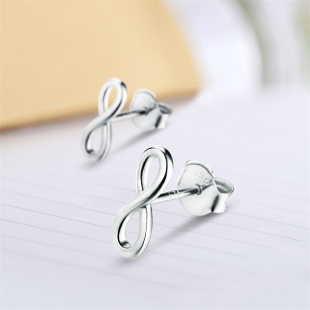 925 Sterling Silver Infinity Stud Earrings